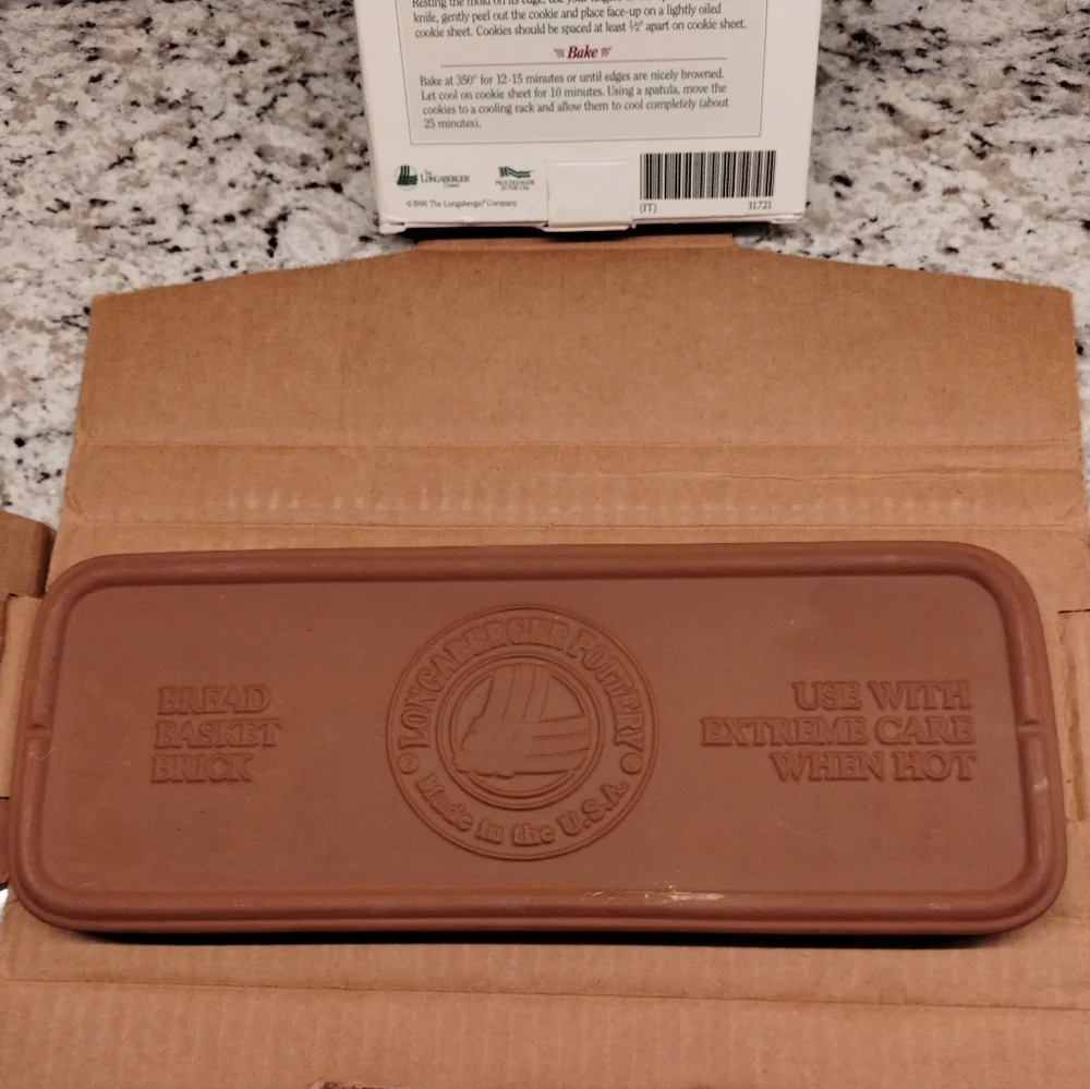 LONGABERGER Pottery Bread Basket Brick & Cookie Mold Bundle Angel 1996